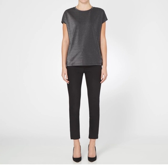 Hugo Boss Tops - HUGO BOSS Dijalla Silver Black Metallic Shiny T-Shirt Casual Chic Top sz M